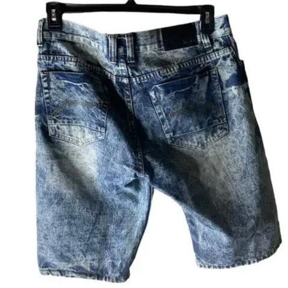 Hype Jean Short Mens Size 32 Acid Wash Distressed Whiskers Urban Hip Hop Pant - Picture 2 of 7